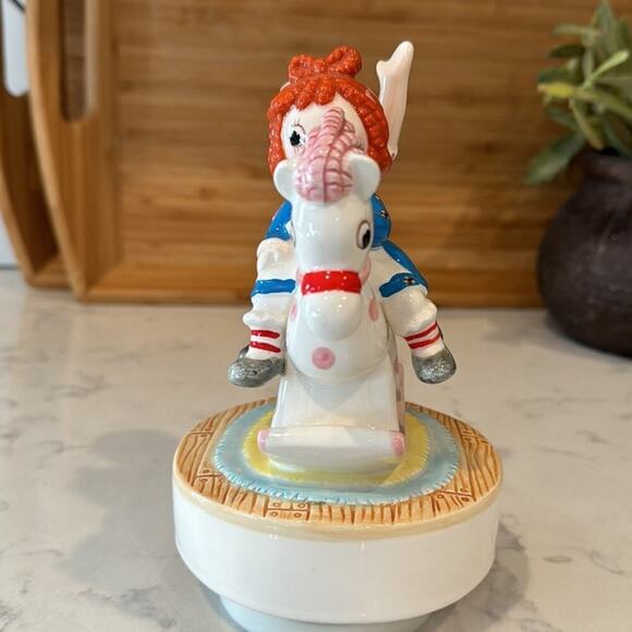 Vintage Raggedy Ann and Andy rocking rodeo horse music box Schmid #600 1982 - Picture 2 of 9